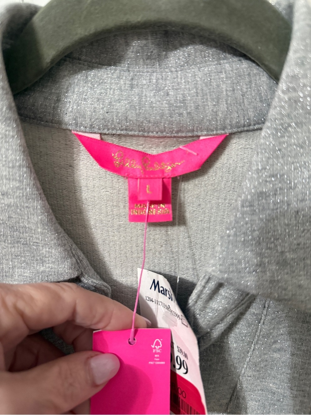 Lilly Pulitzer Silver Metallic V-Neck Sweater
